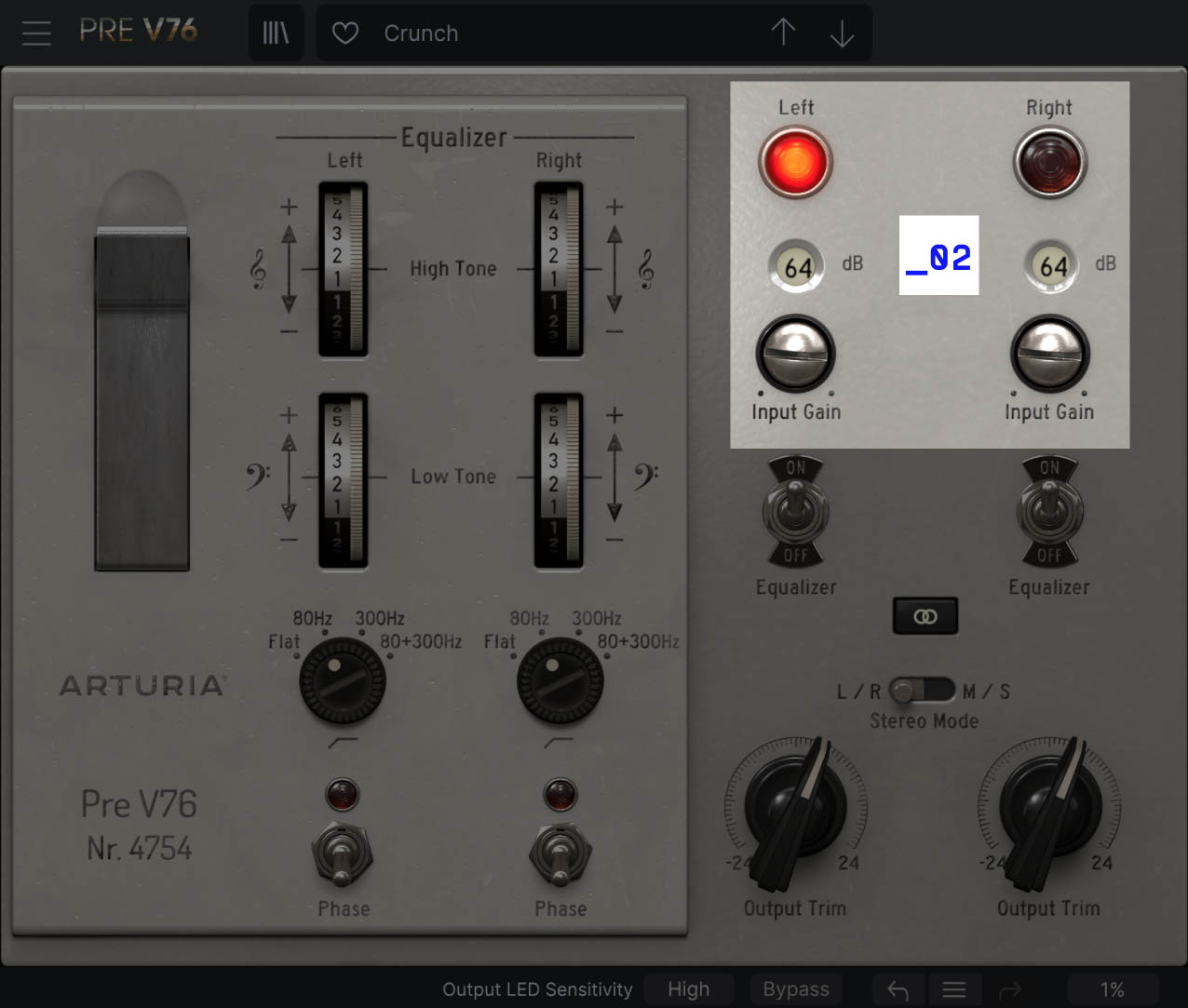 V76 Input Gain